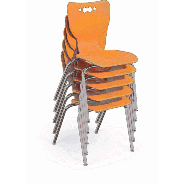 Hierarchy School Chair, 4 Leg, 18 Chrome Frame, Orange Armless Shell, PK5